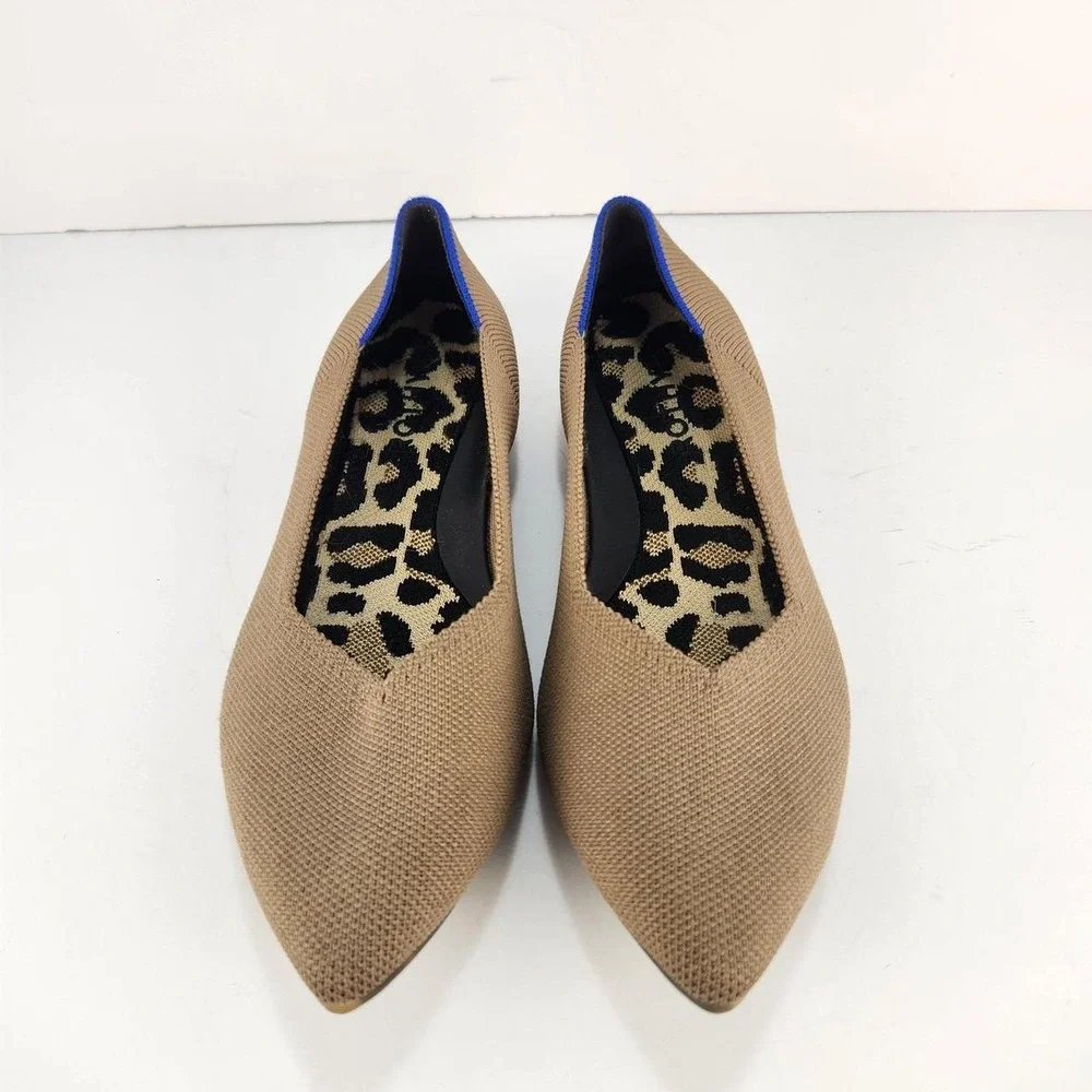 Rothy's Women's Size 8 Taupe Pointed Toe Knit Flats Comfortable Slip On Shoes